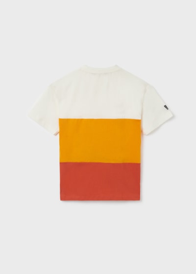 Playera estampada de algodón sostenible para chico Sku  6075 Color Mango