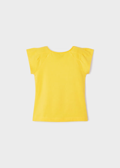 Playera manga corta con motivo estampado de algodón para niña Art. 23-03071-054 Mimosa