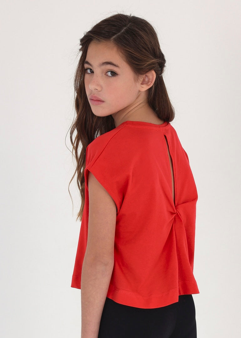Playera manga corta con nudo de algodón sostenible para chica MAYORAL Ref. 23/6053/32 Rojo