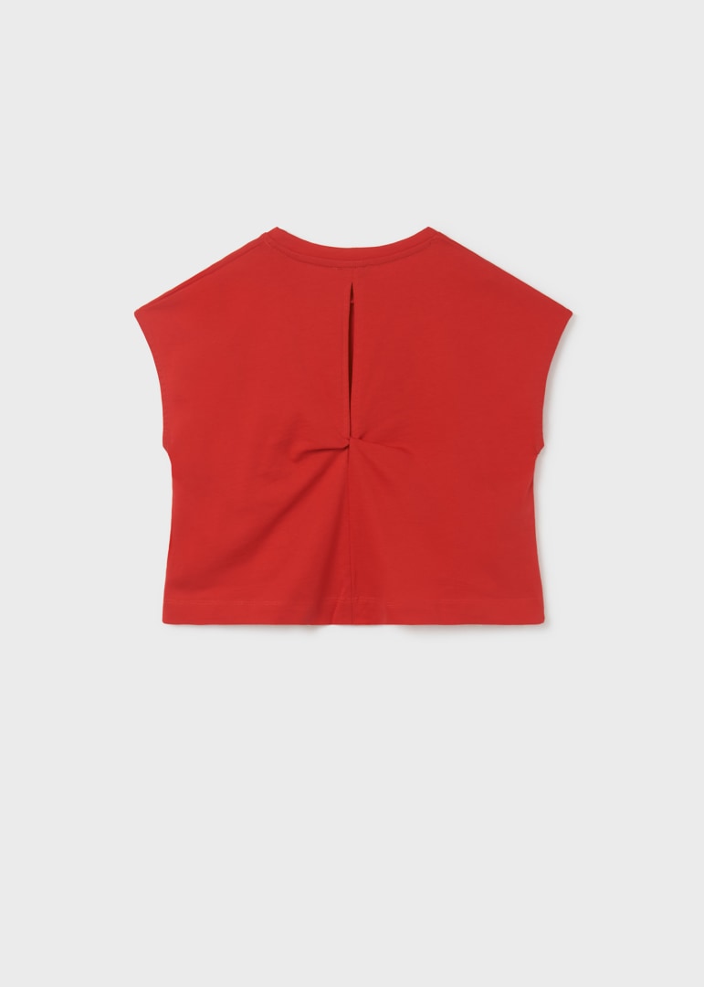 Playera manga corta con nudo de algodón sostenible para chica MAYORAL Ref. 23/6053/32 Rojo