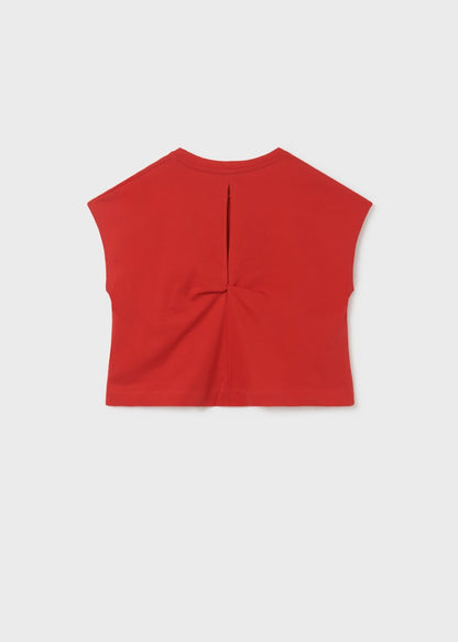 Playera manga corta con nudo de algodón sostenible para chica MAYORAL Ref. 23/6053/32 Rojo