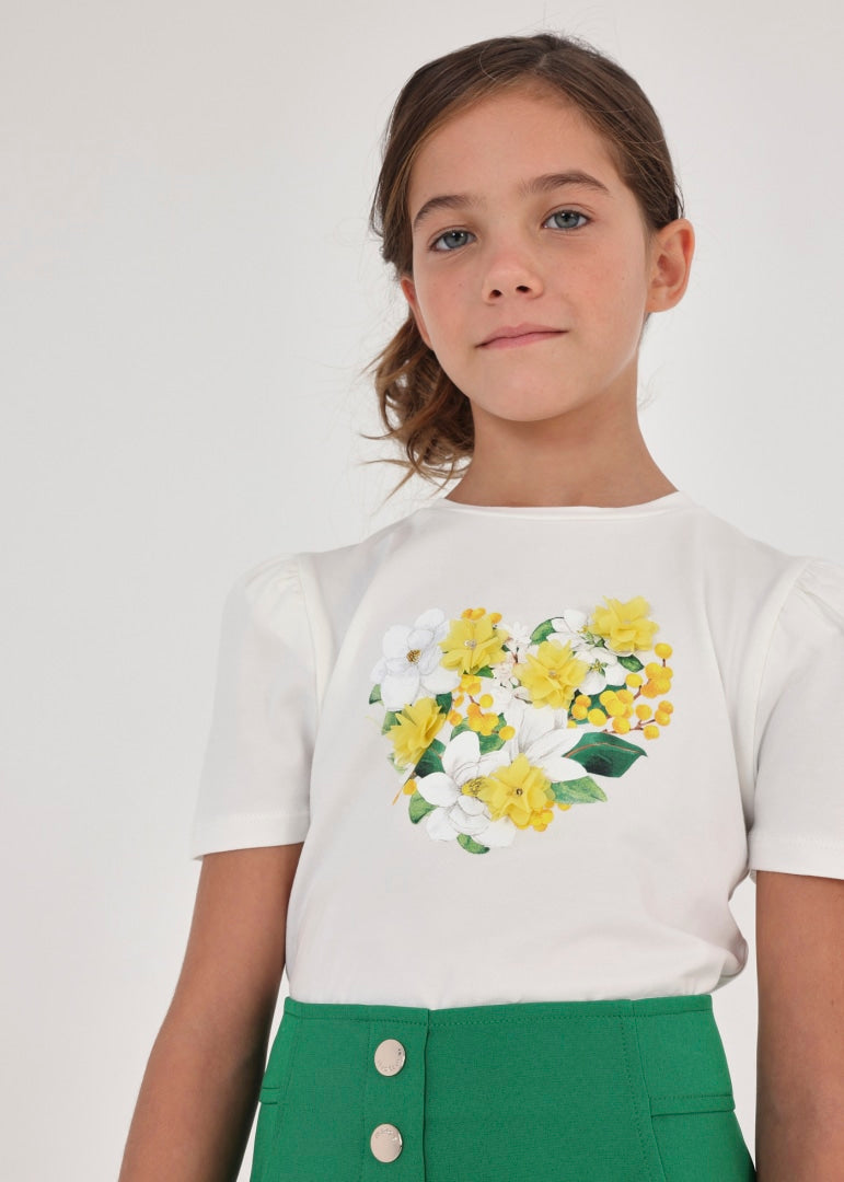 Playera manga corta de algodón sostenible para chica MAYORAL Ref. 23/6044/10 Crudo