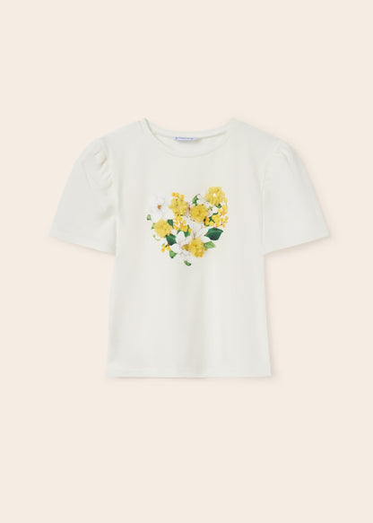 Playera manga corta de algodón sostenible para chica MAYORAL Ref. 23/6044/10 Crudo