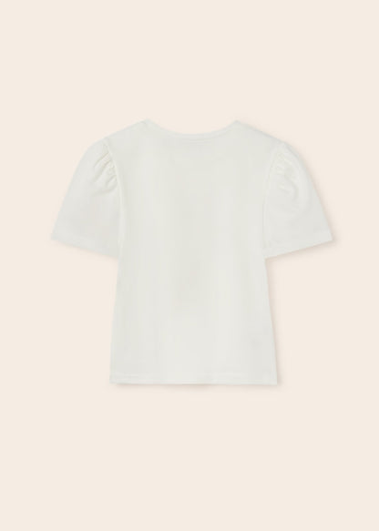 Playera manga corta de algodón sostenible para chica MAYORAL Ref. 23/6044/10 Crudo