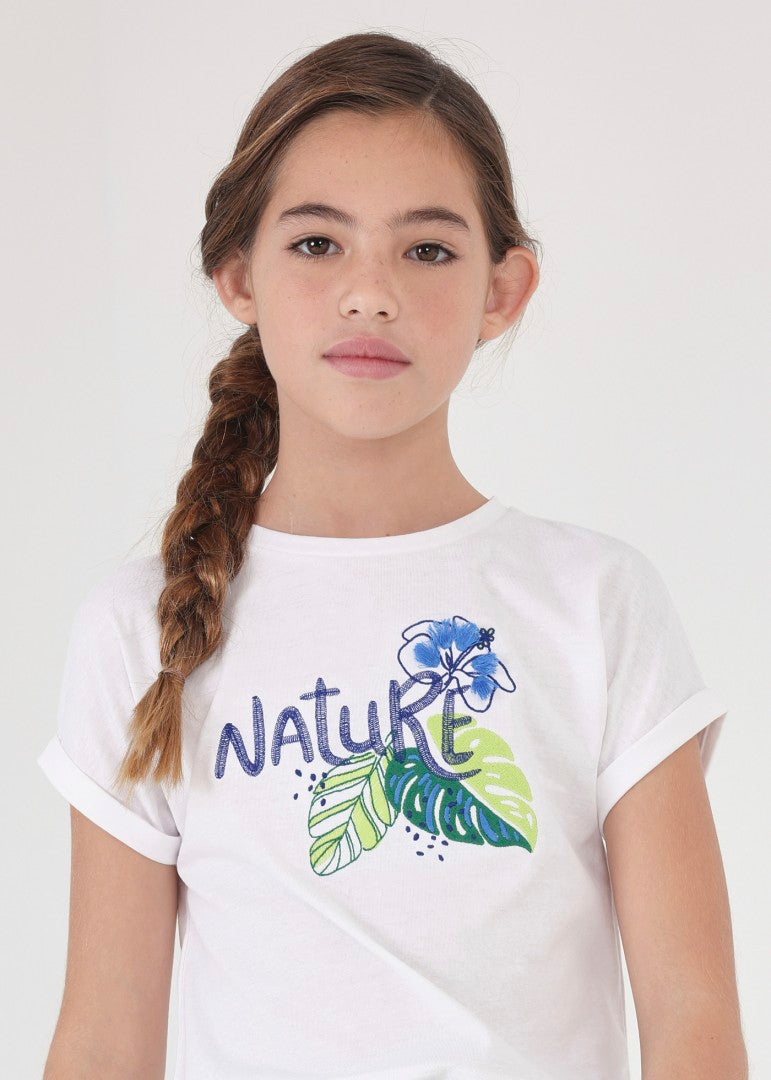 Playera manga corta de algodón sostenible para chica Art. 23-06047-022 Blanco