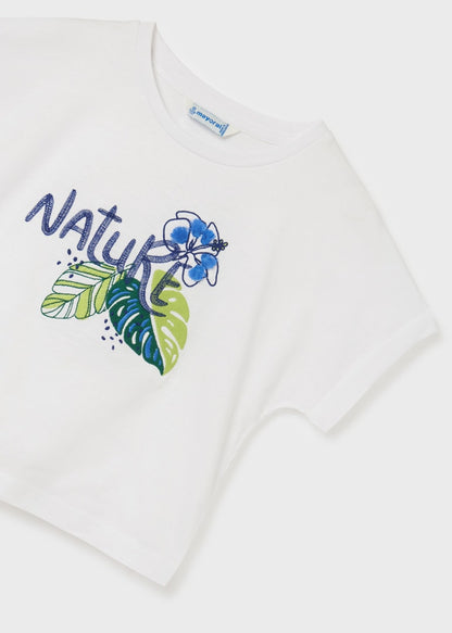 Playera manga corta de algodón sostenible para chica Art. 23-06047-022 Blanco