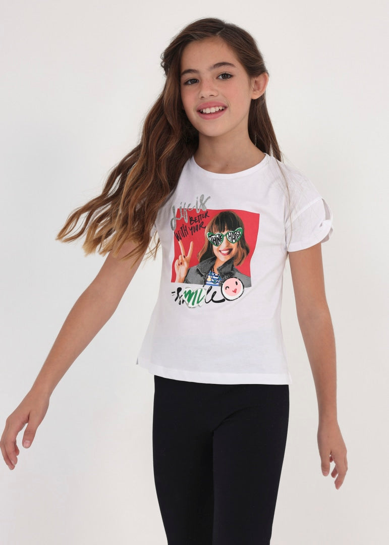 Playera manga corta de algodón sostenible para chica Art. 23-06052-077 Blanco