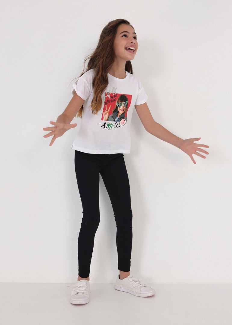 Playera manga corta de algodón sostenible para chica Art. 23-06052-077 Blanco