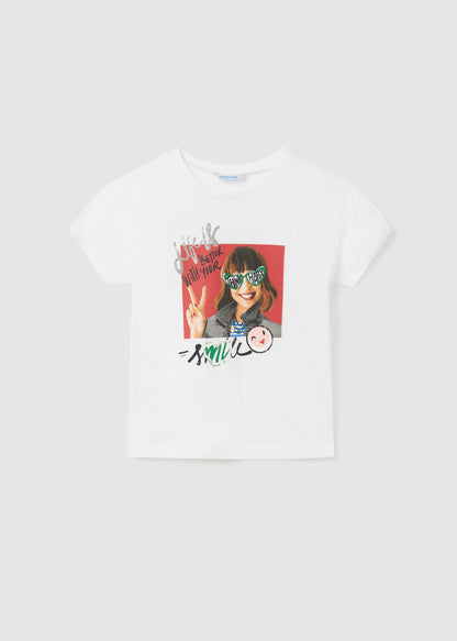 Playera manga corta de algodón sostenible para chica Art. 23-06052-077 Blanco