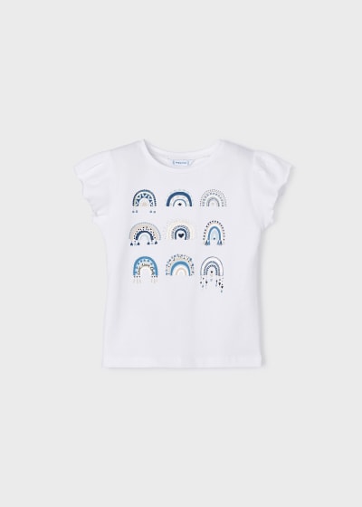 Playera manga corta de algodón sostenible para niña Sku 3062 Color Blanco