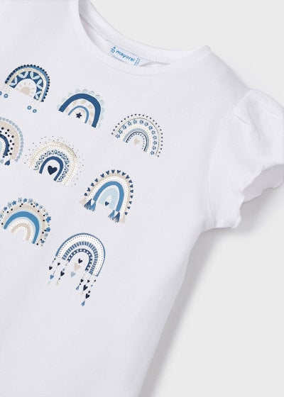 Playera manga corta de algodón sostenible para niña Sku 3062 Color Blanco