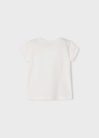 Playera manga corta de algodón sostenible para niña Sku 00174 Crudo
