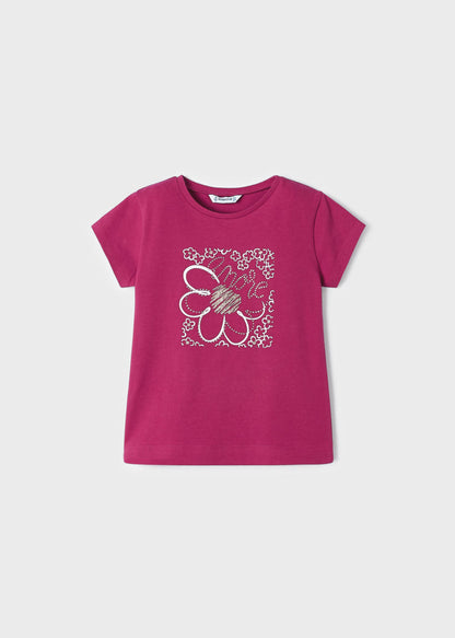 Playera manga corta de algodón sostenible para niña Art. 23-00174-056 Hibiscus