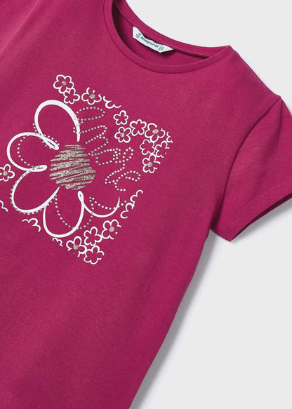 Playera manga corta de algodón sostenible para niña Art. 23-00174-056 Hibiscus
