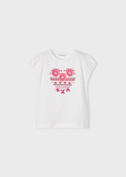 Playera manga corta de algodón sostenible para niña Art. 23-03058-045 Crudo
