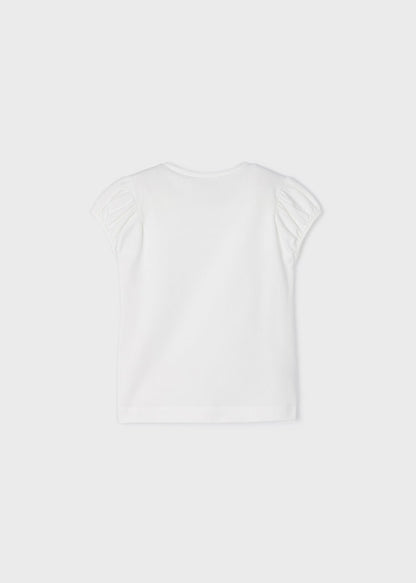 Playera manga corta de algodón sostenible para niña Art. 23-03058-045 Crudo