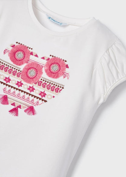 Playera manga corta de algodón sostenible para niña Art. 23-03058-045 Crudo