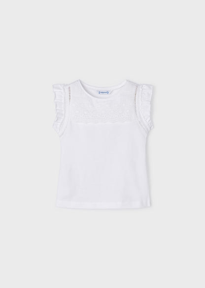 Playera sin mangas de algodón sostenible para niña Art. 23-03074-066 Blanco