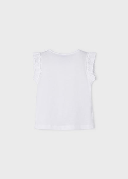 Playera sin mangas de algodón sostenible para niña Art. 23-03074-066 Blanco