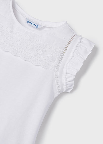 Playera sin mangas de algodón sostenible para niña Art. 23-03074-066 Blanco