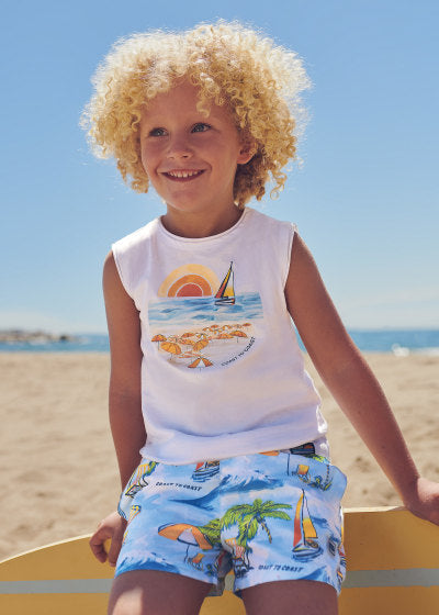 Playera sin mangas en algodón sostenible para niño 3028 Color Mango