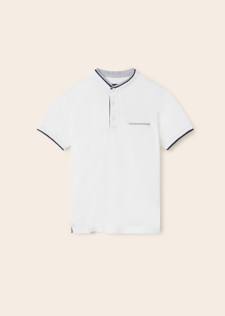 Polo con cuello mao de algodón para chico Art. 23-06103-035 Blanco