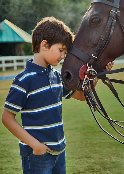 Polo con estampado de algodón para chico Art. 23-06101-025 Marino