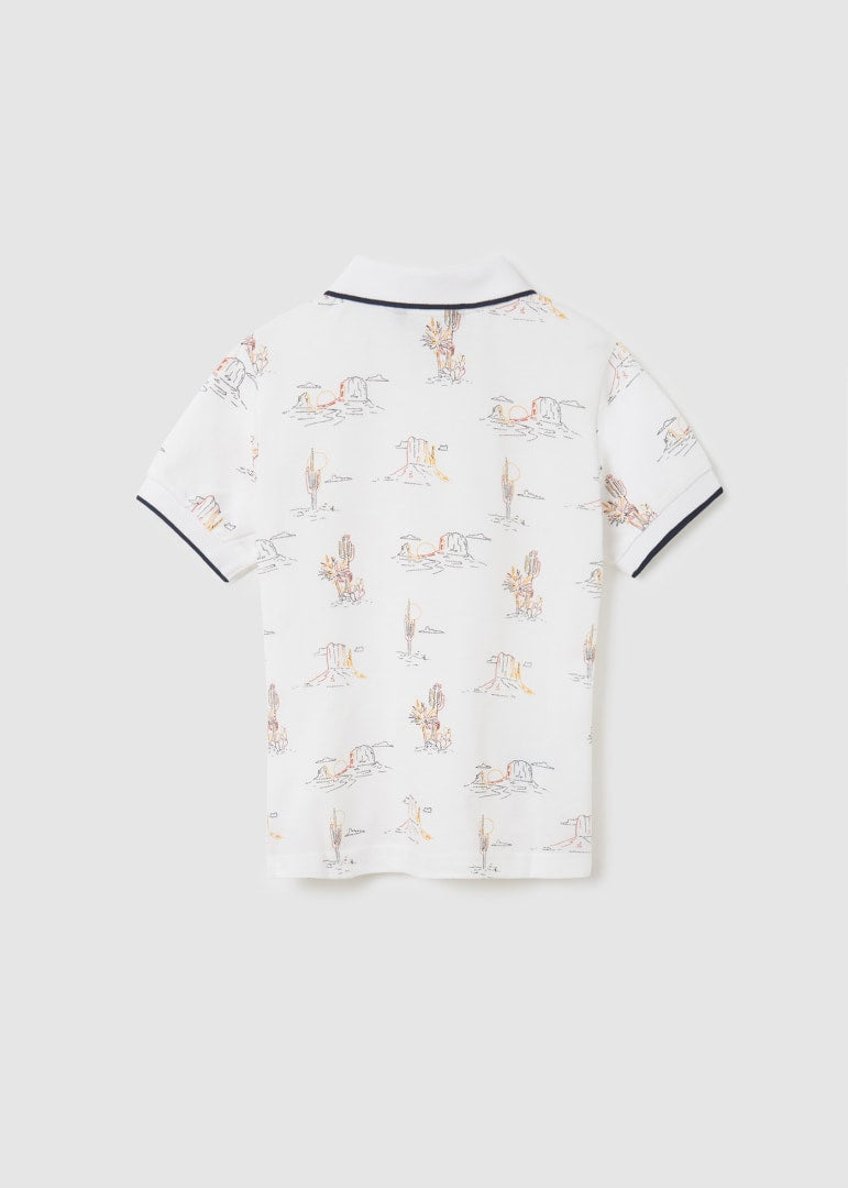 Polo con estampado de algodón sostenible para chico Art. 23-06106-050 Blanco