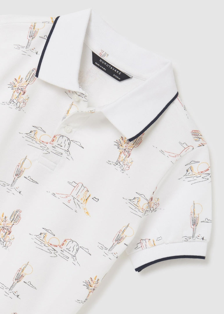 Polo con estampado de algodón sostenible para chico Art. 23-06106-050 Blanco
