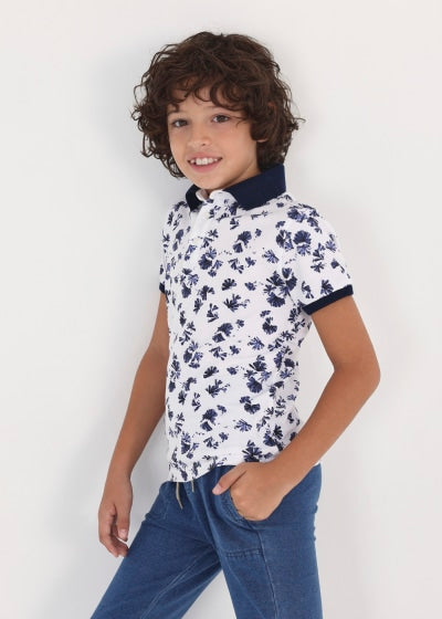 Polo con estampado de algodón sostenible para niño Sku 6104 Color 41 Bco-Marino