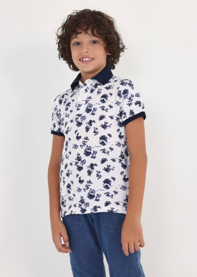 Polo con estampado de algodón sostenible para niño Sku 6104 Color 41 Bco-Marino