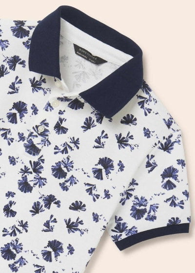 Polo con estampado de algodón sostenible para niño Sku 6104 Color 41 Bco-Marino
