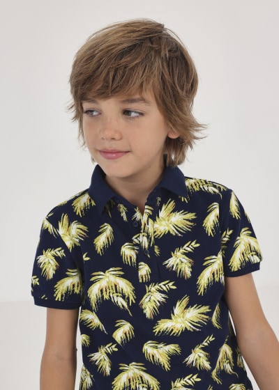 Polo con estampado de algodón sostenible para niño Sku  6104 Color Marino