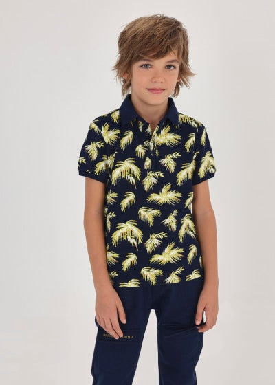Polo con estampado de algodón sostenible para niño Sku  6104 Color Marino