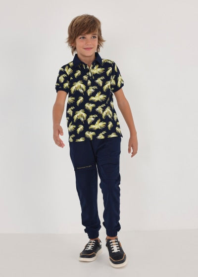 Polo con estampado de algodón sostenible para niño Sku  6104 Color Marino