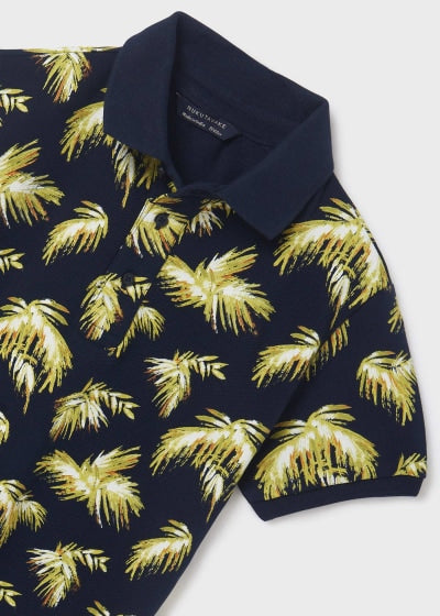 Polo con estampado de algodón sostenible para niño Sku  6104 Color Marino