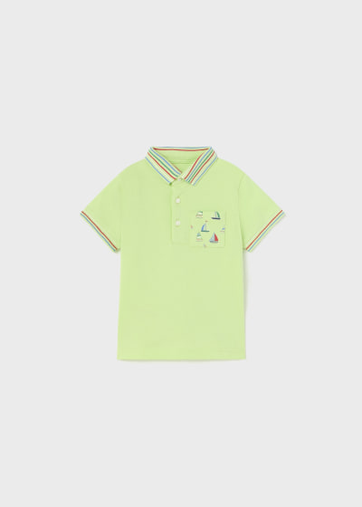 Polo con motivo estampado de algodón sostenible para bebé Sku 1105 Color Melon