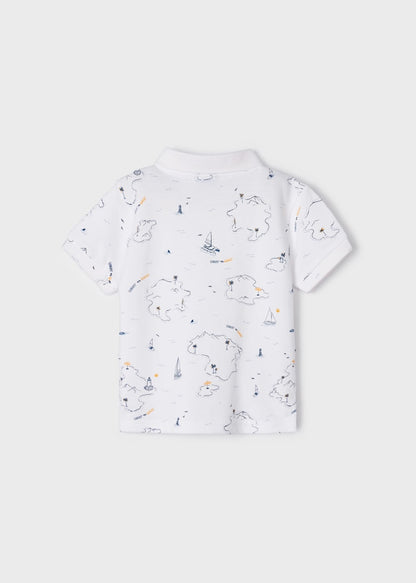 Polo de manga corta con estampado en algodón sostenible para niño Art. 23-03157-025 Blanco