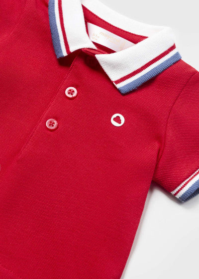 Polo de manga corta en algodón para recién nacido Sku 190 Color 92 Rojo