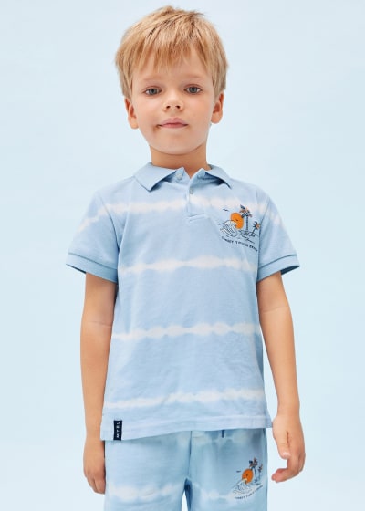 Polo de manga corta tie dye en algodón para niño Sku 3156 Color Ola