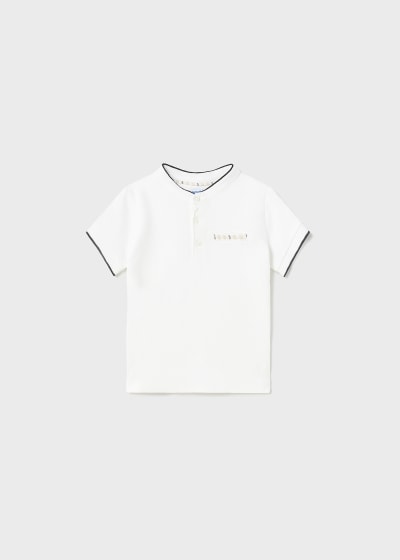 Polo manga corta con cuello mao para bebé Sku 1101 Color 34 Blanco