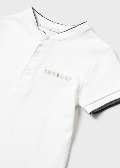 Polo manga corta con cuello mao para bebé Sku 1101 Color 34 Blanco