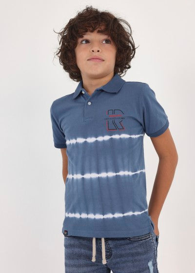 Polo tie dye con motivo estampado de algodón para chico Sku 6109 Color Azul