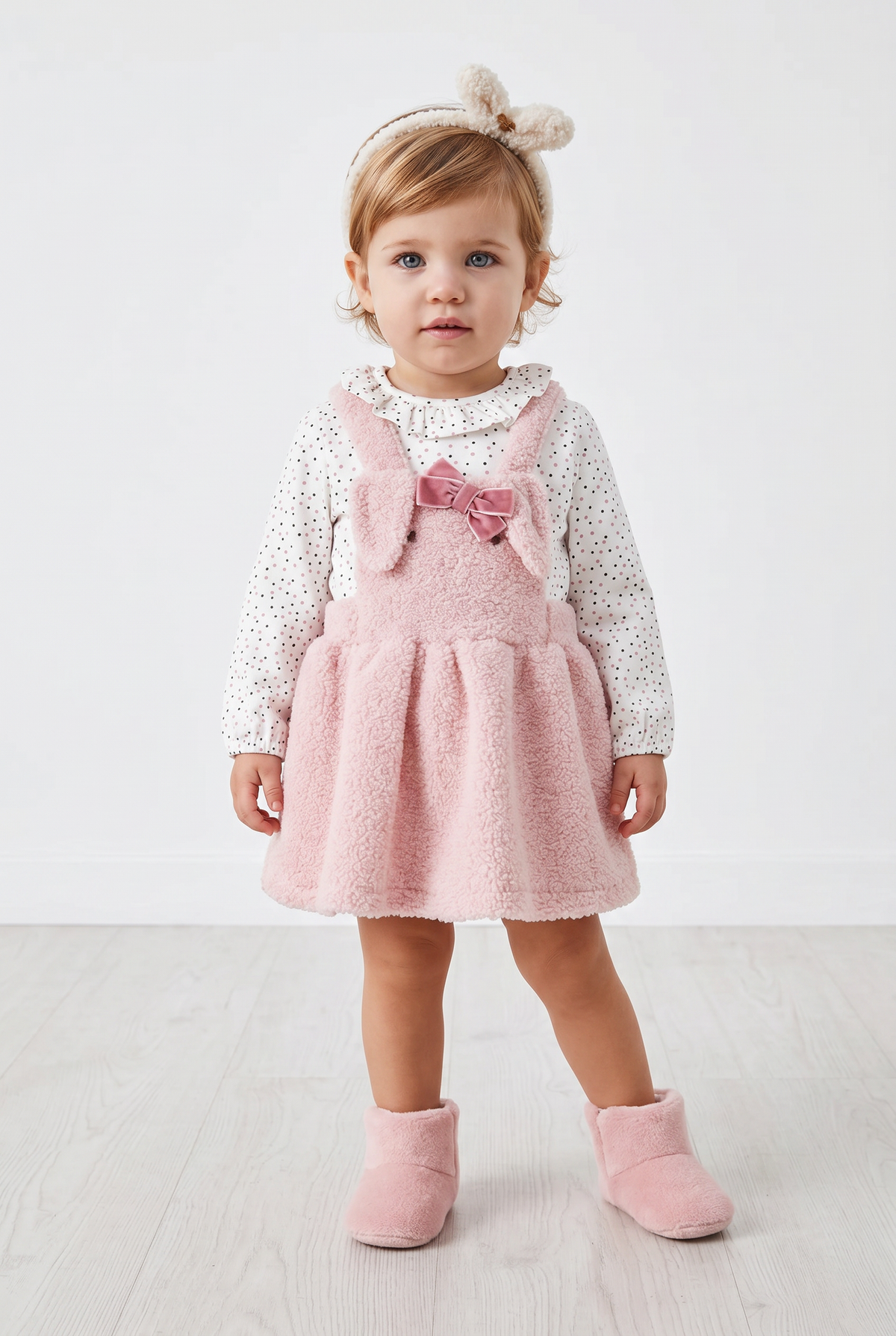 Conjunto con falda peto de rizo para bebé Petalo SKU-2658