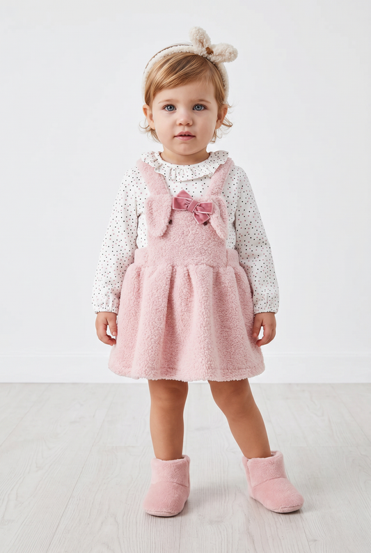 Conjunto con falda peto de rizo para bebé Petalo SKU-2658