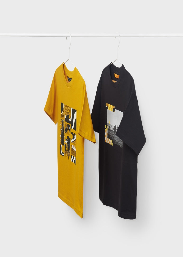 Set 2 playeras de algodón sostenible para chico Art. 23-06083-049 Negro-Curry
