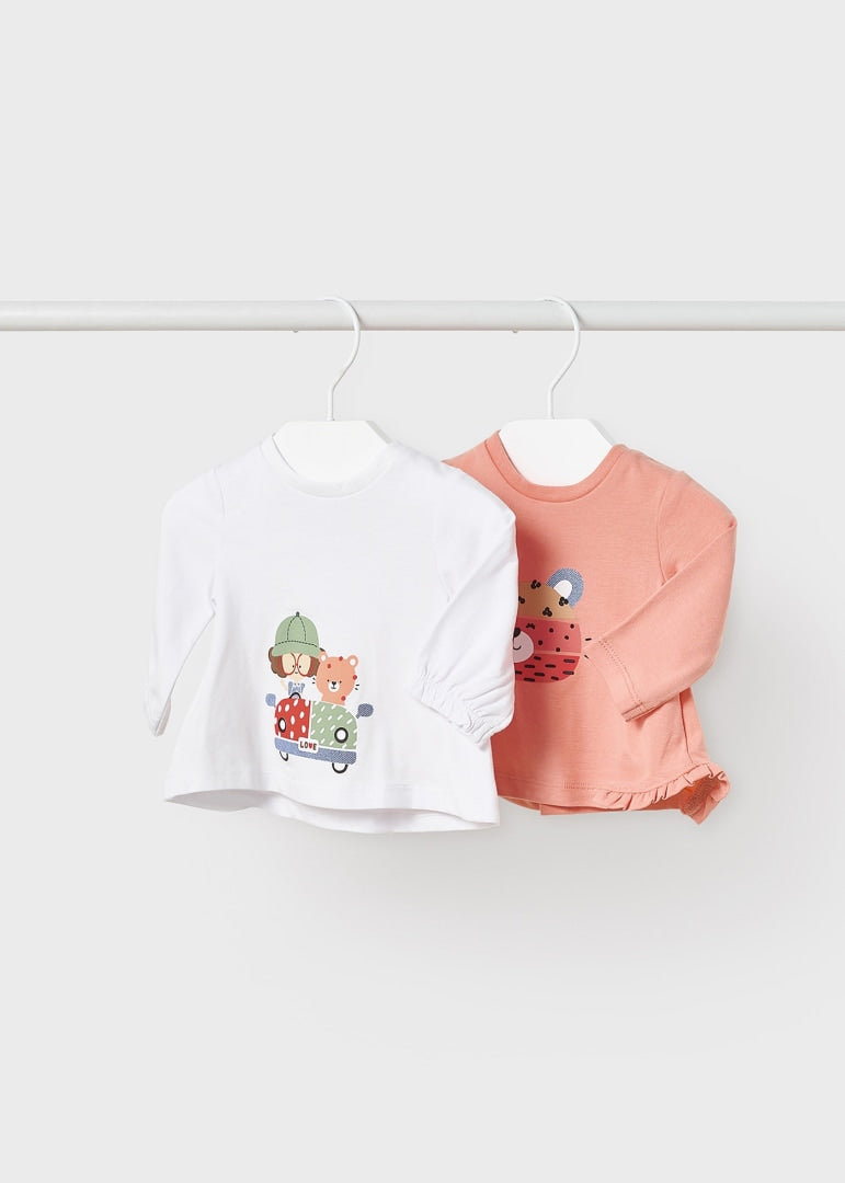 Set 2 playeras de algodón sostenible para recién nacido niña MAYORAL Ref. 23/1098/23 Apricot