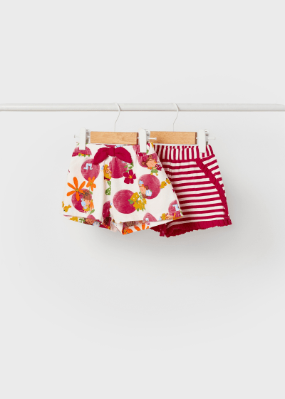 Set 2 shorts de algodón sostenible para bebé Sku 1273 Color Sandia