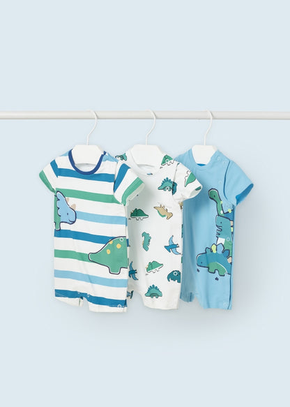 Set 3 pijamas cortos de algodón sostenible para recién nacido Art. 23-01768-091 Maui