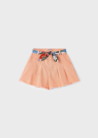 Short con cinturón estampado de algodón sostenible para niña Art. 23-03209-081 Melocoton